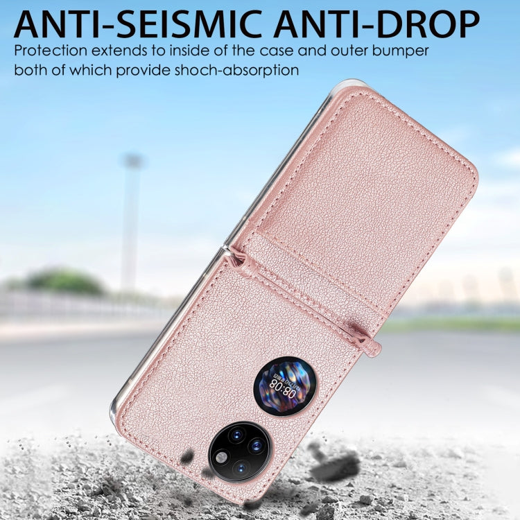 For Huawei P50 Pocket Litchi Pattern Card Folding Phone Case