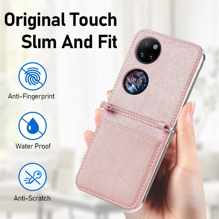 For Huawei P50 Pocket Litchi Pattern Card Folding Phone Case