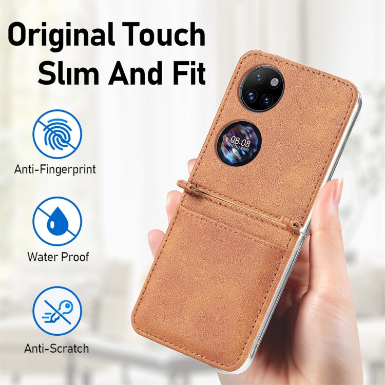 For Huawei P50 Pocket Litchi Pattern Card Folding Phone Case