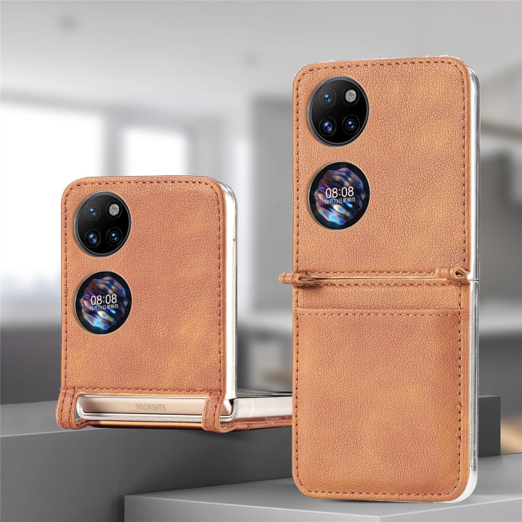 For Huawei P50 Pocket Litchi Pattern Card Folding Phone Case