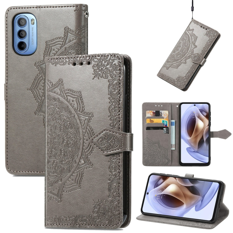 For Motorola Moto G31 Mandala Flower Embossed Flip Leather Phone Case