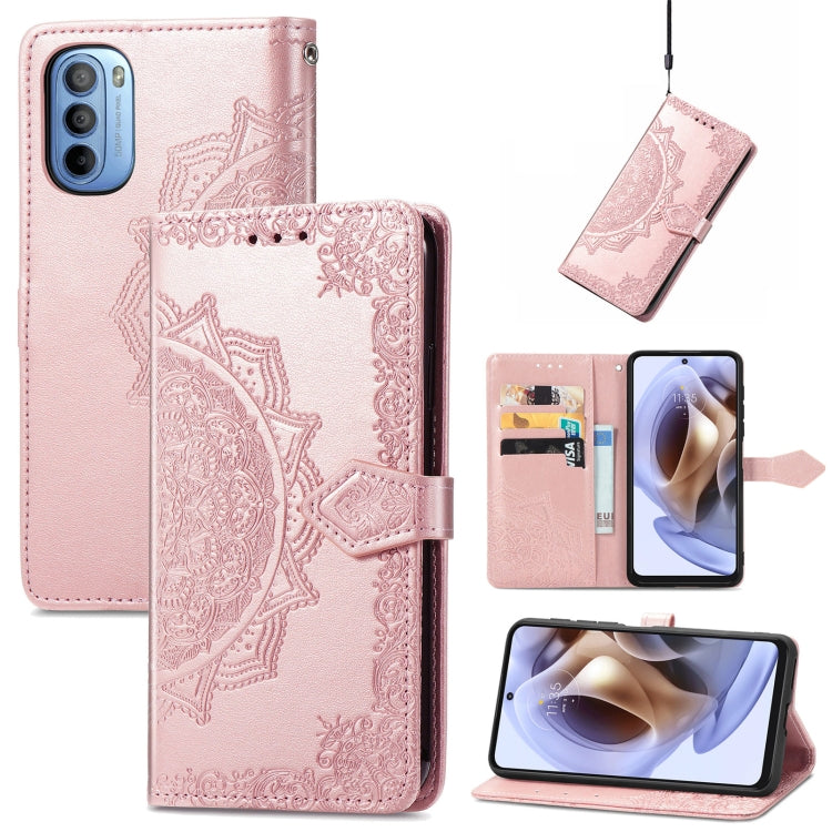 For Motorola Moto G31 Mandala Flower Embossed Flip Leather Phone Case