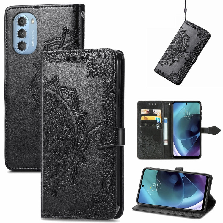 For Motorola Moto G51 Mandala Flower Embossed Flip Leather Phone Case