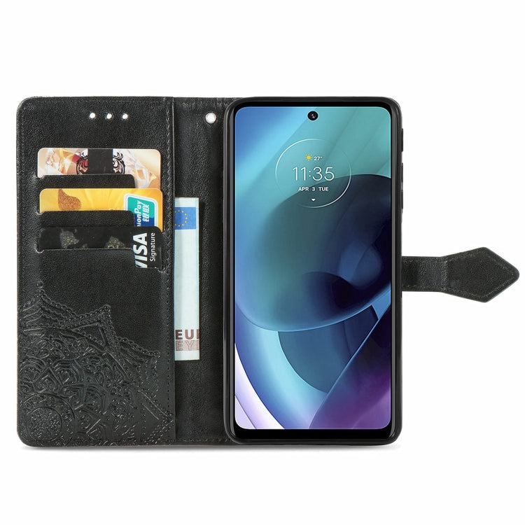 For Motorola Moto G51 Mandala Flower Embossed Flip Leather Phone Case