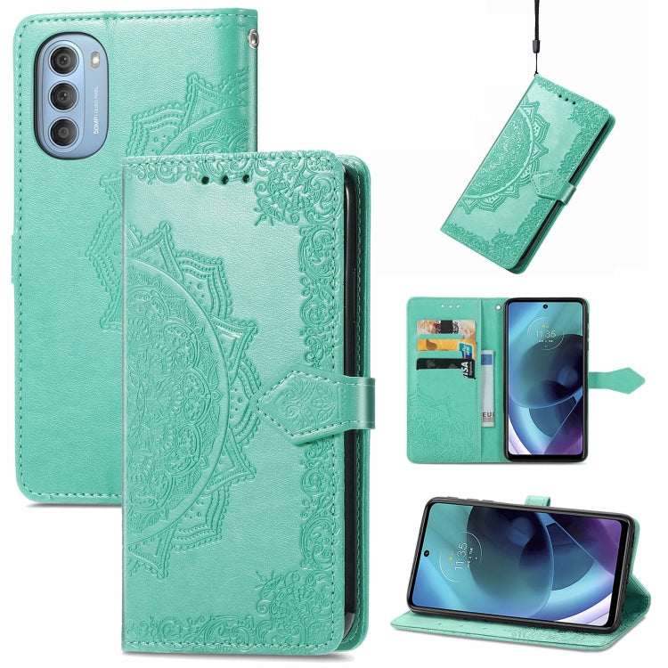 For Motorola Moto G51 Mandala Flower Embossed Flip Leather Phone Case