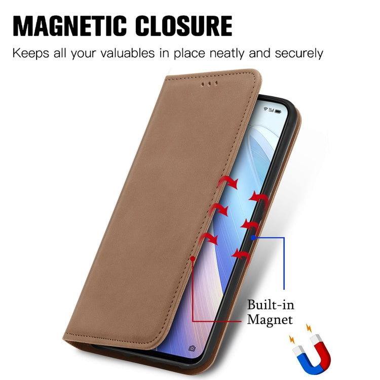 For OPPO Reno7 5G Retro Skin Feel Magnetic Flip Leather Case