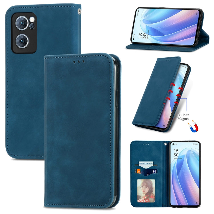 For OPPO Reno7 5G Retro Skin Feel Magnetic Flip Leather Case
