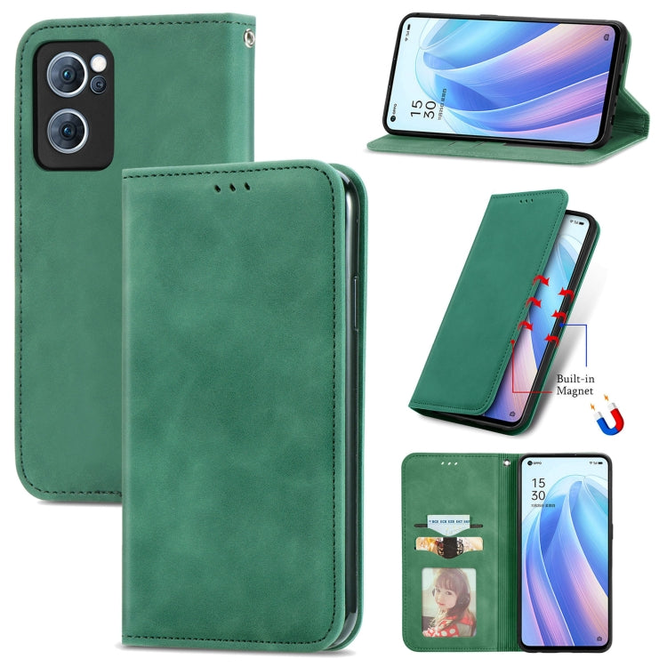 For OPPO Reno7 5G Retro Skin Feel Magnetic Flip Leather Case