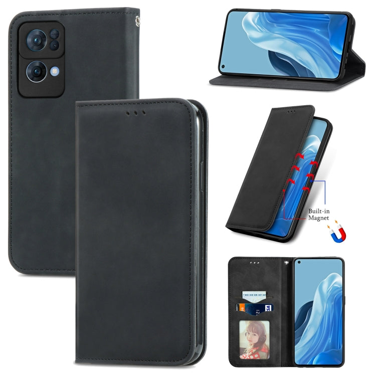 For OPPO Reno7 Pro 5G Retro Skin Feel Magnetic Flip Leather Case