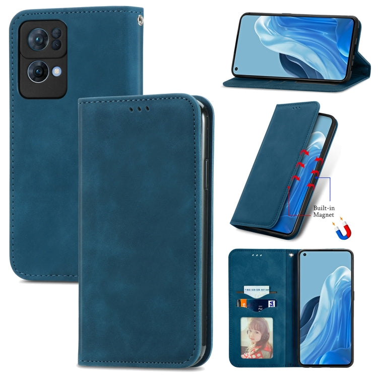 For OPPO Reno7 Pro 5G Retro Skin Feel Magnetic Flip Leather Case