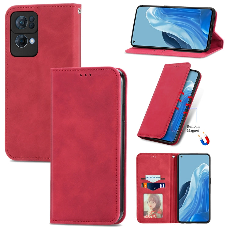 For OPPO Reno7 Pro 5G Retro Skin Feel Magnetic Flip Leather Case
