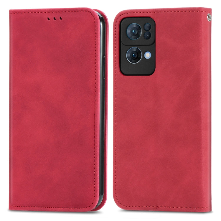 For OPPO Reno7 Pro 5G Retro Skin Feel Magnetic Flip Leather Case
