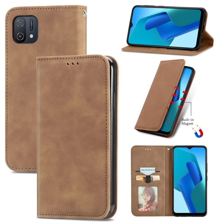For OPPO A16K Retro Skin Feel Magnetic Flip Leather Case
