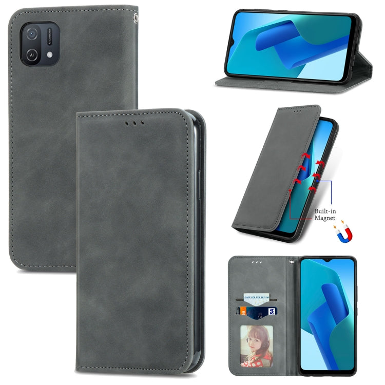 For OPPO A16K Retro Skin Feel Magnetic Flip Leather Case