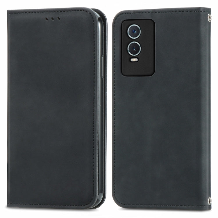 For vivo Y76s Retro Skin Feel Magnetic Flip Leather Case