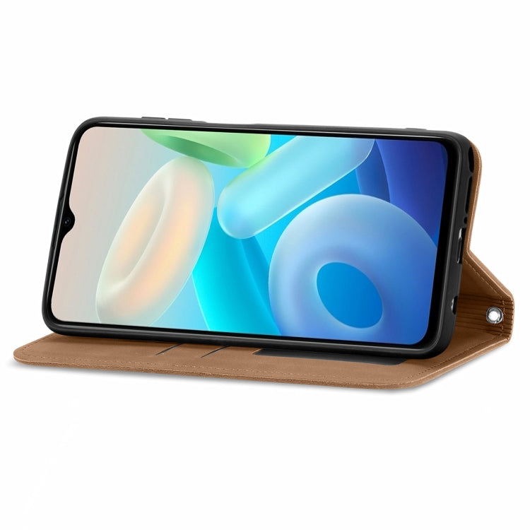 For vivo Y76s Retro Skin Feel Magnetic Flip Leather Case