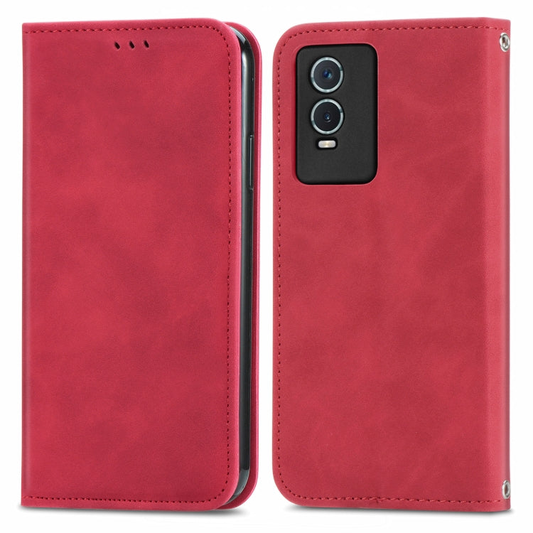 For vivo Y76s Retro Skin Feel Magnetic Flip Leather Case