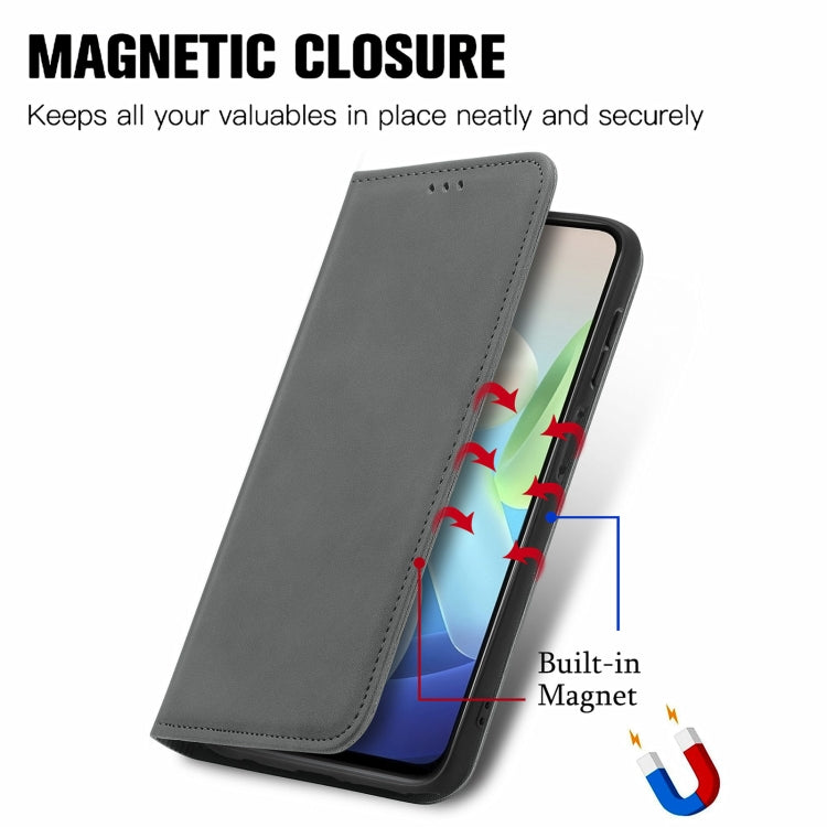 For vivo Y76s Retro Skin Feel Magnetic Flip Leather Case