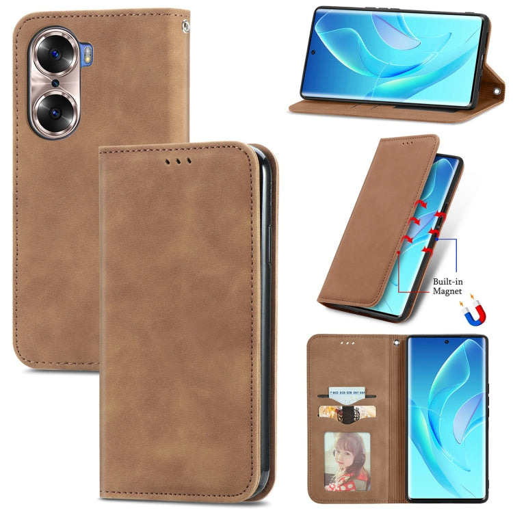For Honor 60 Retro Skin Feel Magnetic Horizontal Flip Leather Phone Case