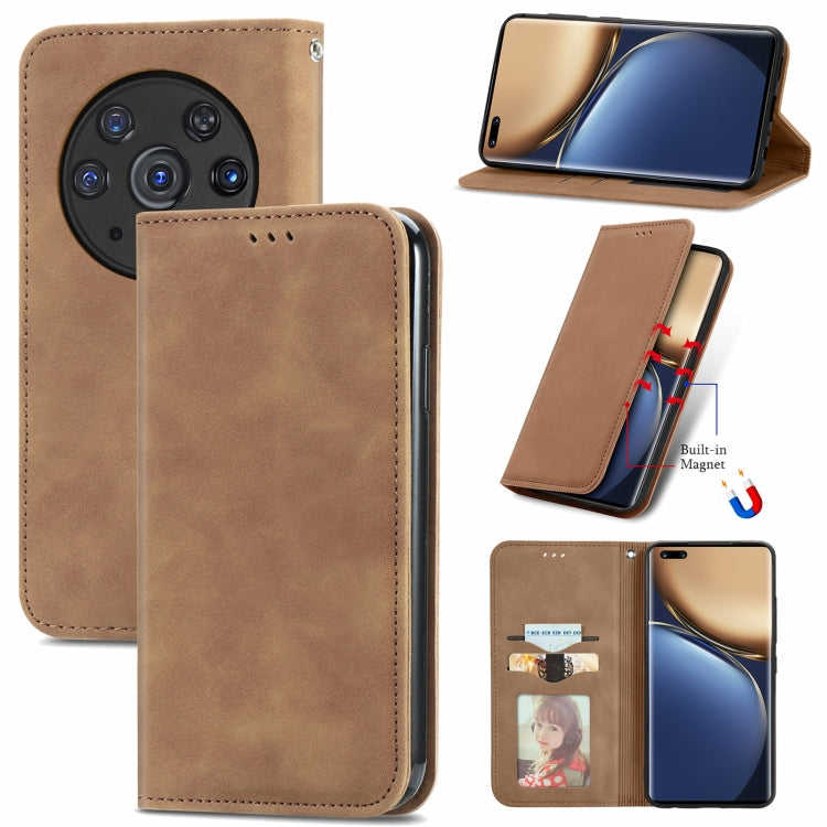 For Honor Magic3 Pro Retro Skin Feel Magnetic Horizontal Flip Leather Phone Case