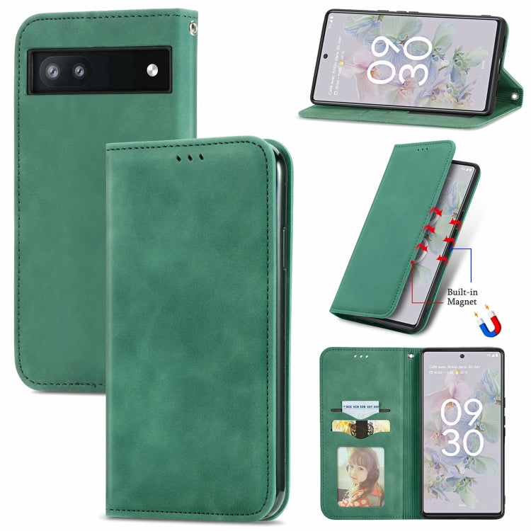 For Google Pixel 6a Retro Skin Feel Magnetic Horizontal Flip Leather Phone Case