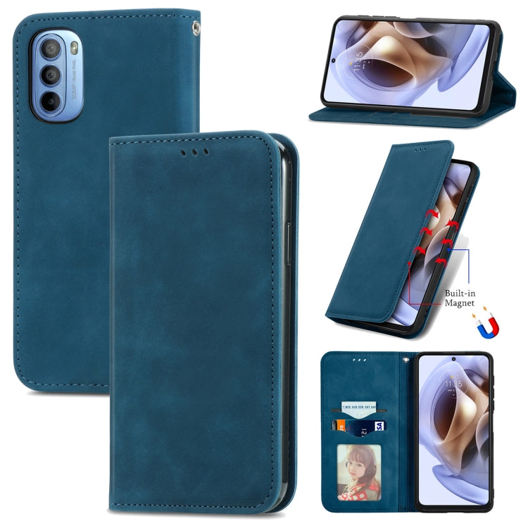 For Motorola Moto G31 Retro Skin Feel Magnetic Horizontal Flip Leather Phone Case