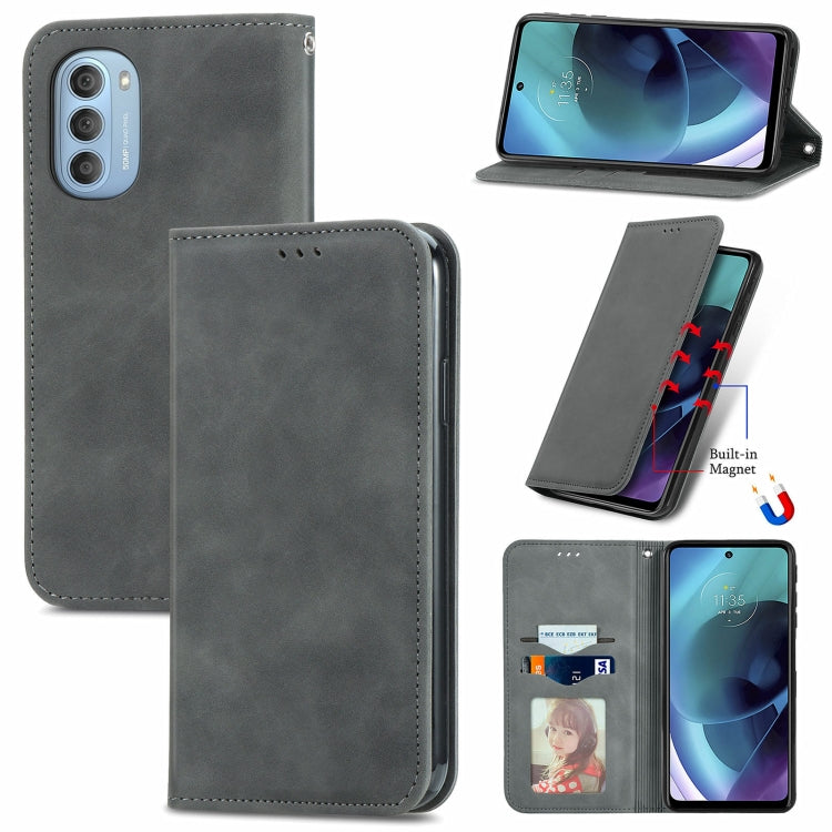 For Motorola Moto G51 Retro Skin Feel Magnetic Horizontal Flip Leather Phone Case