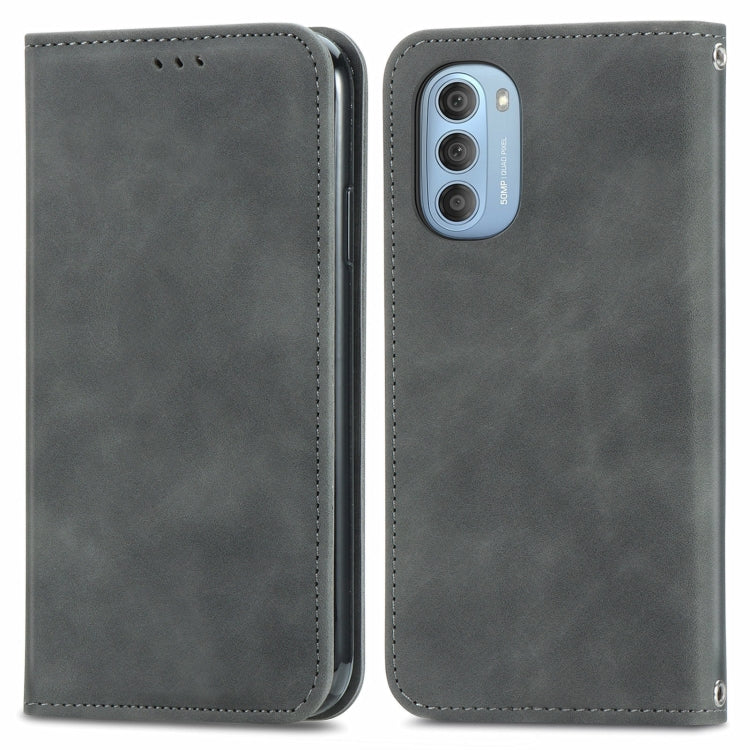 For Motorola Moto G51 Retro Skin Feel Magnetic Horizontal Flip Leather Phone Case