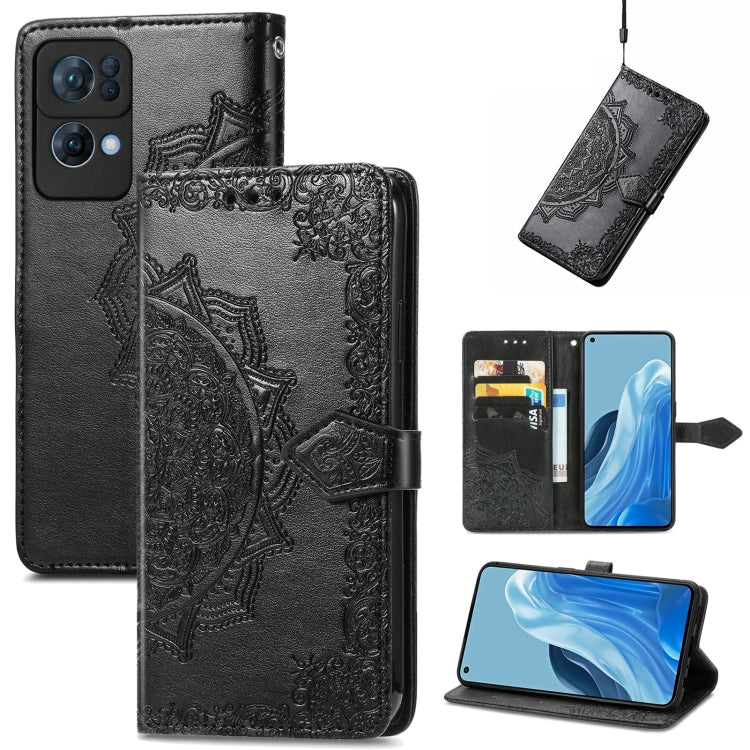 For OPPO Reno7 Pro 5G Mandala Flower Embossed Flip Leather Phone Case