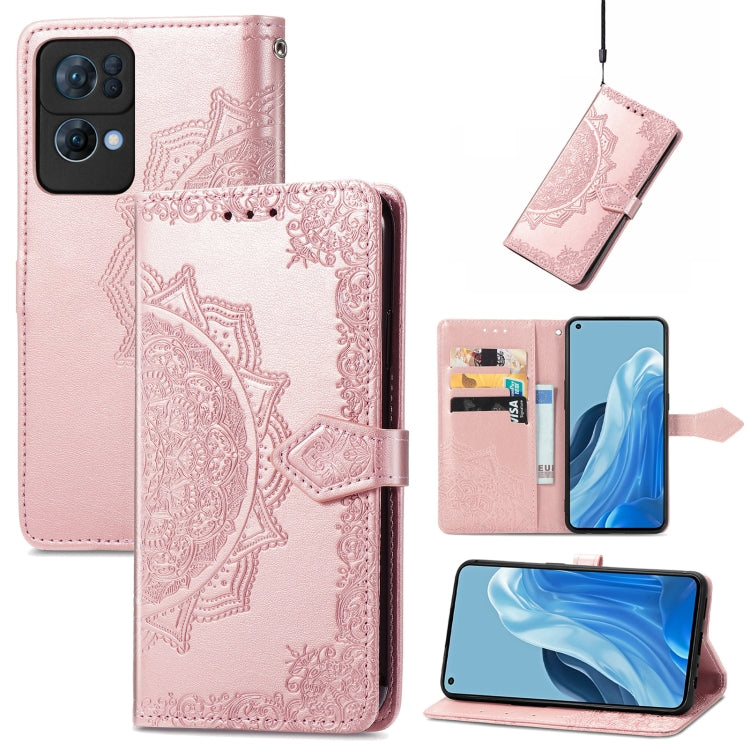 For OPPO Reno7 Pro 5G Mandala Flower Embossed Flip Leather Phone Case