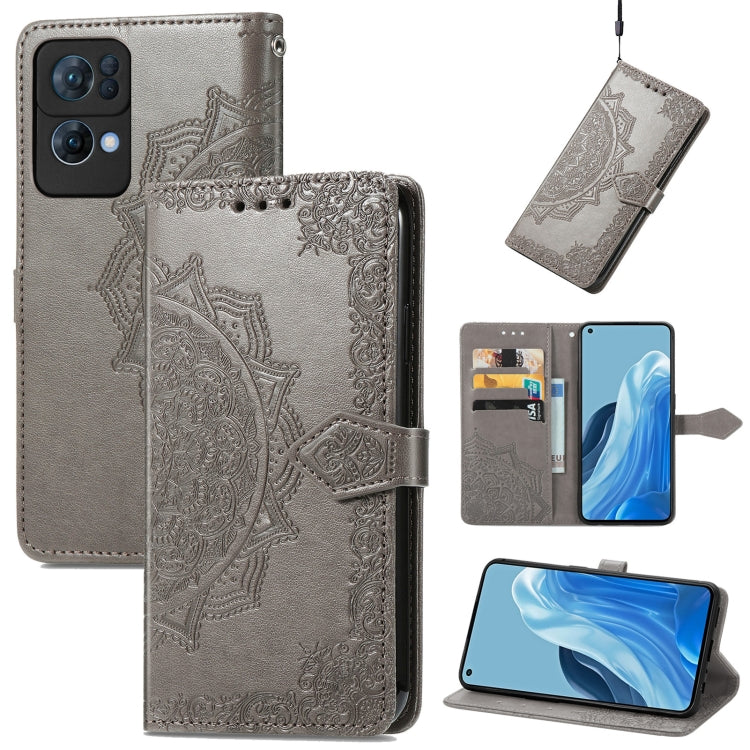 For OPPO Reno7 Pro 5G Mandala Flower Embossed Flip Leather Phone Case
