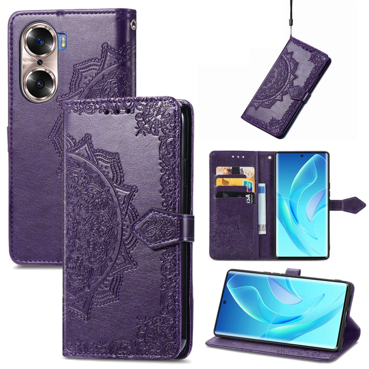 For Honor 60 Mandala Flower Embossed Flip Leather Phone Case