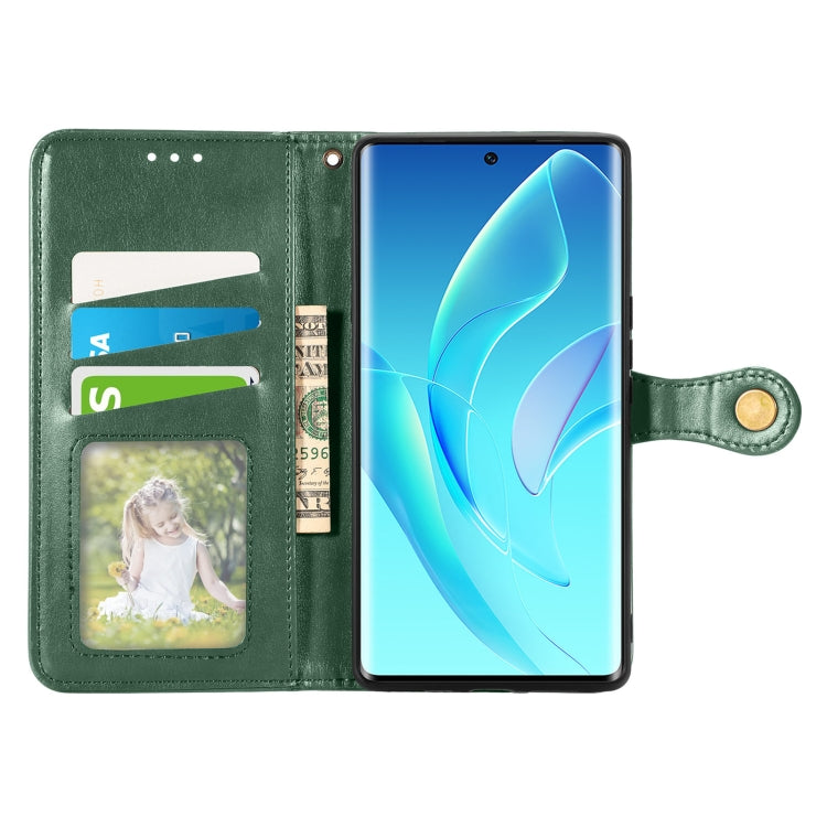 For Honor 60 Solid Color Leather Buckle Phone Case