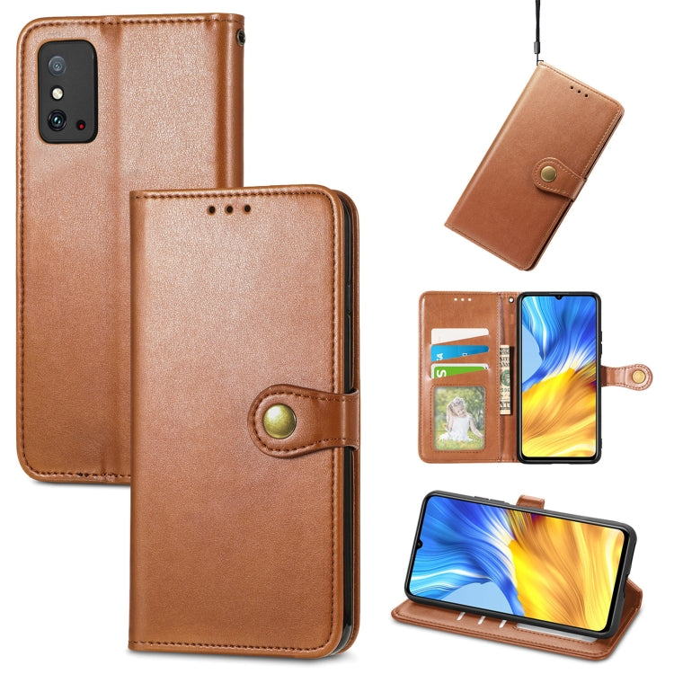 For Honor X10 Max 5G Solid Color Leather Buckle Phone Case