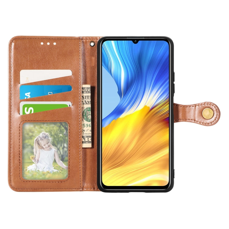 For Honor X10 Max 5G Solid Color Leather Buckle Phone Case