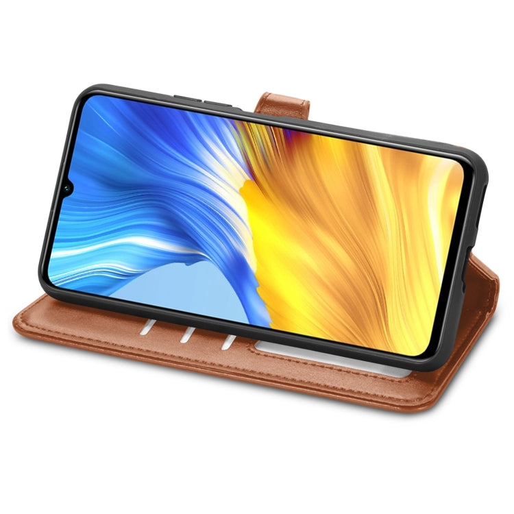 For Honor X10 Max 5G Solid Color Leather Buckle Phone Case