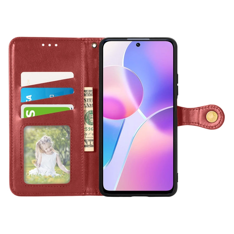 For Honor X30i Solid Color Leather Buckle Phone Case