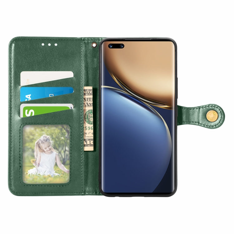 For Honor Magic3 Solid Color Leather Buckle Phone Case