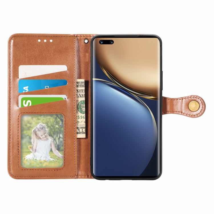 For Honor Magic3 Solid Color Leather Buckle Phone Case