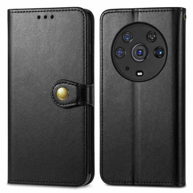For Honor Magic3 Pro Solid Color Leather Buckle Phone Case