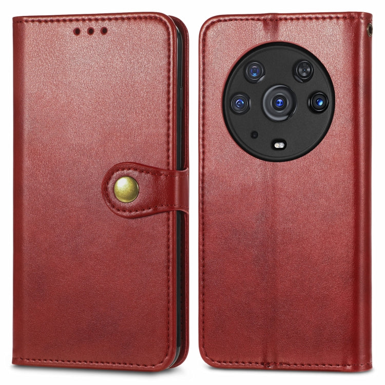 For Honor Magic3 Pro Solid Color Leather Buckle Phone Case