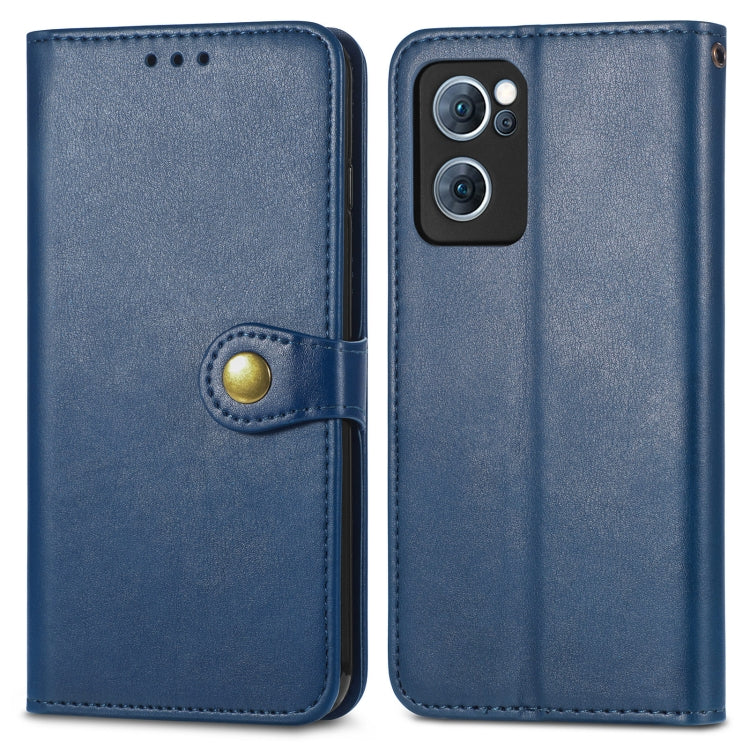 For OPPO Reno7 5G Solid Color Leather Buckle Phone Case