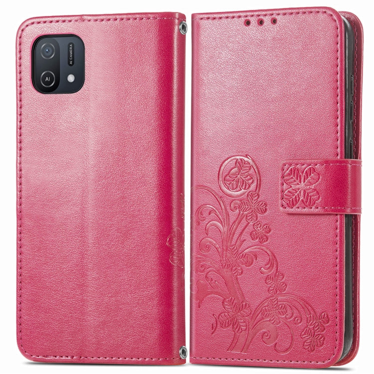 For OPPO A16K Four-leaf Clasp Embossed Buckle Leather Phone Case