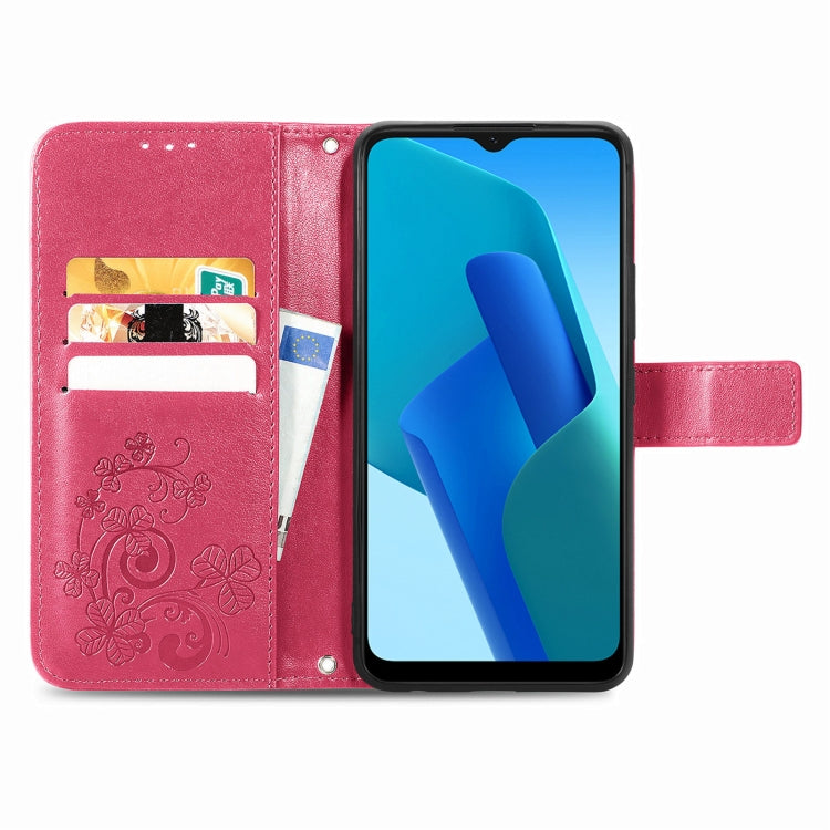 For OPPO A16K Four-leaf Clasp Embossed Buckle Leather Phone Case