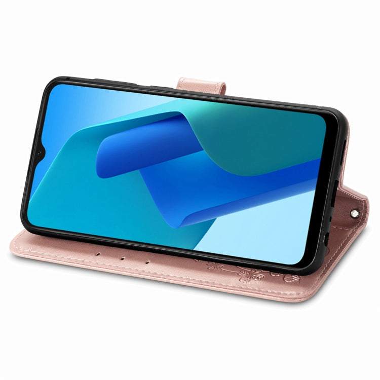 For OPPO A16K Four-leaf Clasp Embossed Buckle Leather Phone Case