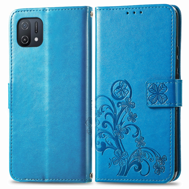 For OPPO A16K Four-leaf Clasp Embossed Buckle Leather Phone Case