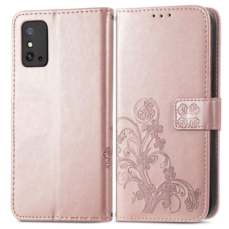 For Honor X10 Max 5G Four-leaf Clasp Embossed Buckle Leather Phone Case