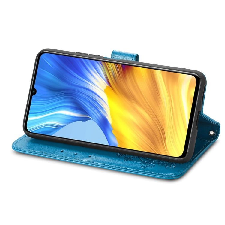 For Honor X10 Max 5G Four-leaf Clasp Embossed Buckle Leather Phone Case