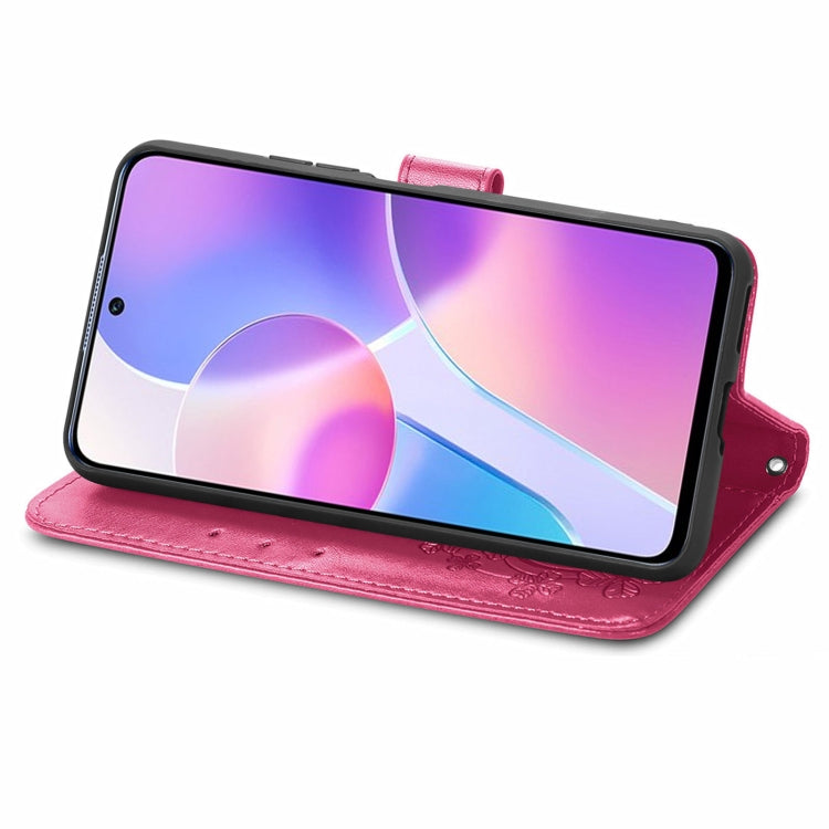 For Honor X30i Four-leaf Clasp Embossed Buckle Leather Phone Case