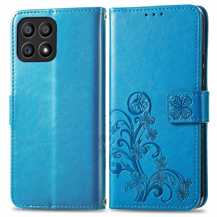For Honor X30i Four-leaf Clasp Embossed Buckle Leather Phone Case